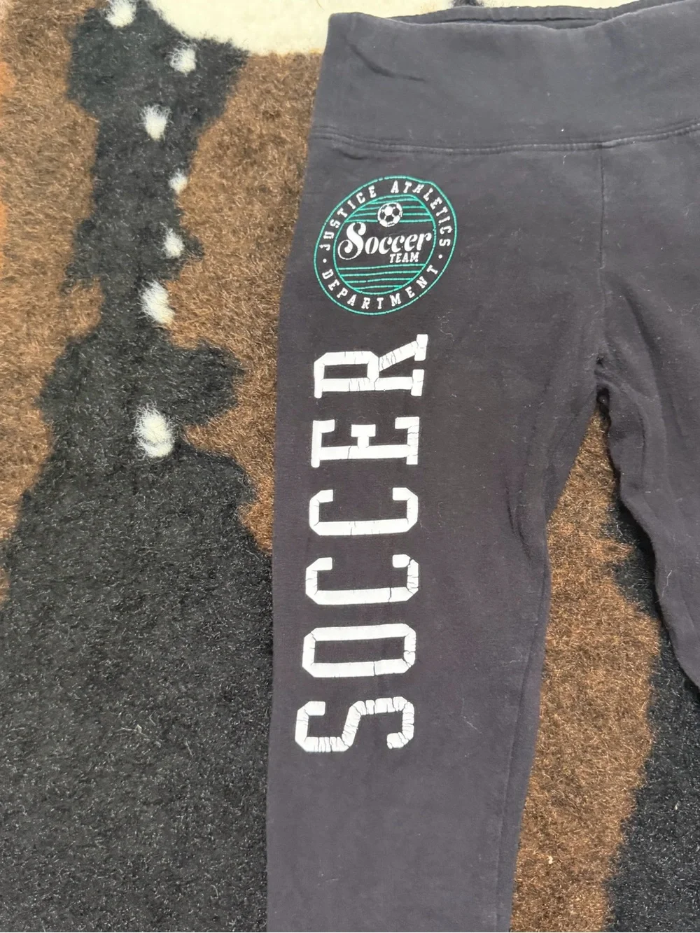 Justice Active Girls Soccer Leggings Black Teal Size 10